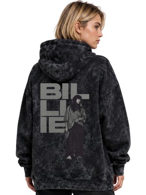 Sevbano Billie Eilish Şarkıcı Baskılı Unisex Oversize Yıkamalı Premium Hoodie Sweatshirt
