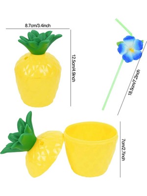 Uravas Store Ananas Hawaii Luau Aloha Pipetli Içecek Kabı Bardak 10X13 cm 1 Adet