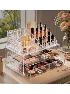 Limeks Home MAKEUP ORGANİZER KOMPLEKSI;16 Bölmeli Akrilik ,Şık ve Kullanışlı Çekmeceli Rujluk Kutu