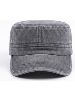 Mollycrush Premium Yıkamalı Castro Kep - Gri Unisex Vintage Günlük Şapka Model