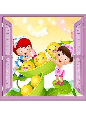 Nacario Çocuk Odası Bebek Odası Pencere Poster Duvar Kağıdı Bakıcı