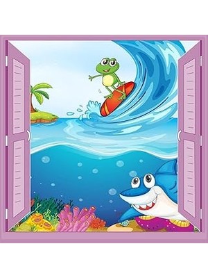 Nacario Çocuk Odası Bebek Odası Pencere Poster Duvar Kağıdı Deniz