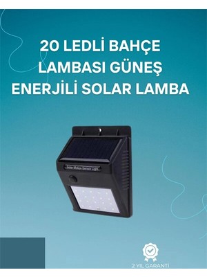Herşey Trend Hareket Sensörlü Solar Lamba | 120° Algılama Açısı, 3-4 Metre Mesafe, Suya Dayanıklı LED