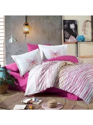 Eco Lounge Kingsize Poplin Nevresim Eldora Fuşya