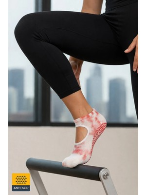 Dore Yazlık Yoga Sports Kaydırmaz Tabanlı Kısa Batik Model Pilates ve Yoga Çorabı 1 Çift Pembe 36 - 42
