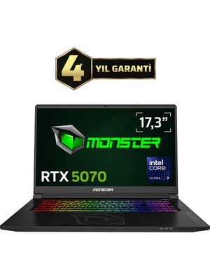 Monster Tulpar T7 V26.5 Intel Core Ultra 9 185H 16 GB Ram 500 GB SSD 8 GB Rtx 5070 Freedos 17,3" Qhd 165 Hz Oyun Bilgisayarı