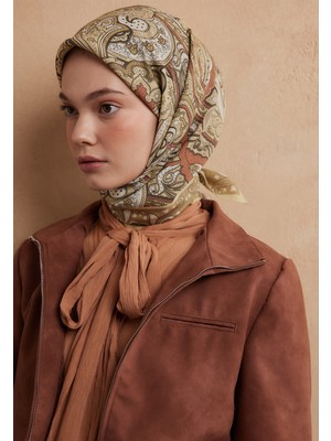 Fresh Scarfs Siara Desen Pamuk İpek Eşarp Tereyağı