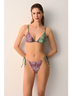 Suwen Leopop Ince Bağcıklı Bikini Alt