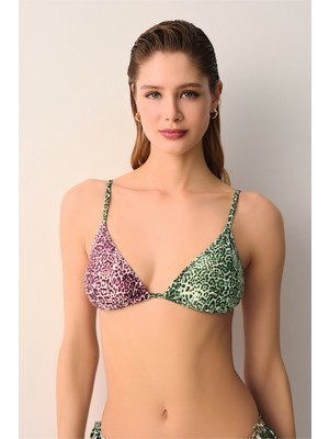 Suwen Leopop Üçgen Bikini Üst