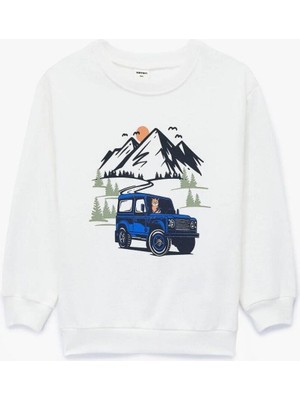 Koton Erkek Bebek Pamuklu Uzun Kollu Bisiklet Yaka Baskılı Sweatshirt