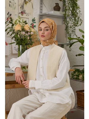 Fresh Scarfs Eloise Desen Pamuk İpek Eşarp Şeftali