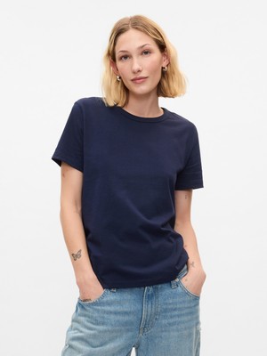 Gap Kadın Lacivert %100 Pamuk VintageSoft Bisiklet Yaka T-Shirt