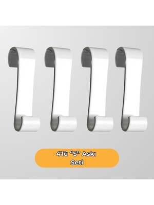 ALMITAL 4 ADET S TİPİ HAVLUPAN DUŞAKABİN ASKISI, BANYO HAVLU VE BORNOZ ASKISI