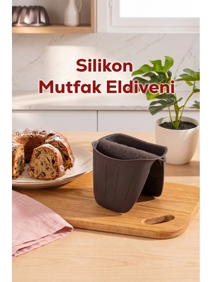 Porsima 33006 Silikon Fırın Eldiveni Isı Yalıtımlı Mikrodalga Fırın Tencere Tepsi Tutacağı Antrasit