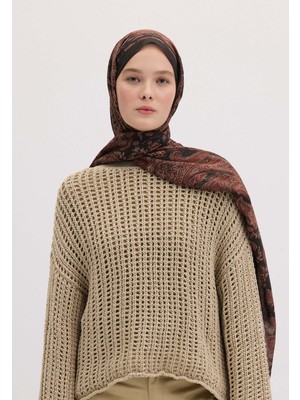 Fresh Scarfs Freda Desen Şal Kızıl Kahve