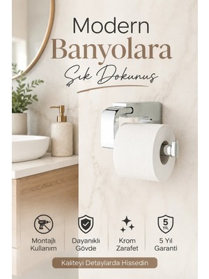 Alper Banyo Krom F1 Model Tuvalet Kağıtlığı, Paslanmaz Çelik Montajlı WC Kağıtlık, 5 Yıl Garantili