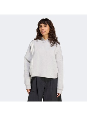 Adidas 3 Stripes Kadın Gri Hoodie