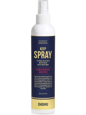 Dashu, Pomad Etkisini Artıran Uzun Süre Etkili Saç Sabitleyici Sprey Classic Hard Wire Keep Spray