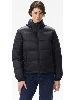 Tommy Hilfiger Tommy Jeans Hood Essentials Kadın Siyah Puffer Mont
