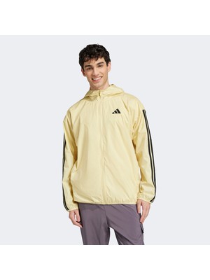 Adidas Essentials 3 Stripes Windbreaker Erkek Sarı Ceket