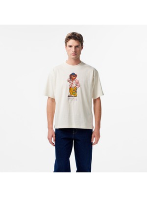 Market Folk Fitted Bear Erkek Beyaz T-Shirt