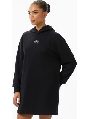 Calvin Klein Monologo Premium Terry  Kadın Siyah Elbise