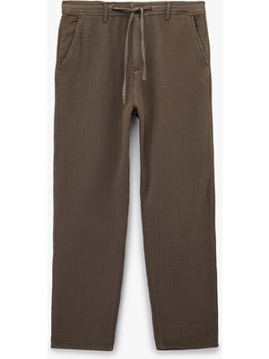 Koton Pamuklu Cepli Straight Fit Beli Bağcıklı Düğmeli Pantolon