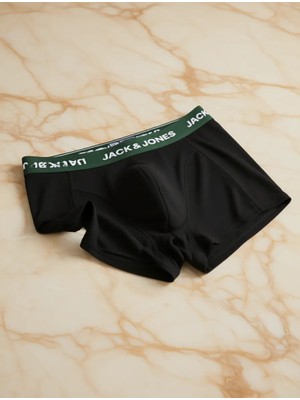 Jack & Jones Erkek Logolu Beli Lastikli Düz Desenli 5'li Boxer Paketi - L Beden Solid