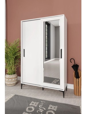 Afilli MDF Liva Aynalı Sürgülü Portmanto 178 cm Klasik Tasarım Derinlik 40 cm