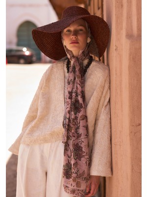 Fresh Scarfs Ethnic Blossom Desen Soft Viskon Şal Pudra