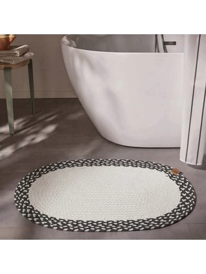 Cool Halı Glenn Oval Banyo Paspası El Dokuması Örgü Bohem Klozet Önü Lavabo Önü Kapı Önü Tiny House Paspası