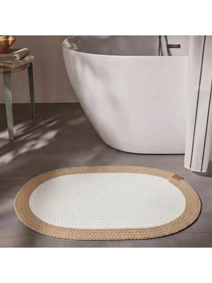 Cool Halı Glenn Oval Banyo Paspası Yıkanabilir Çift Taraflı El Dokuma Lavabo Önü Tuvalet Önü Kapı Önü Paspası
