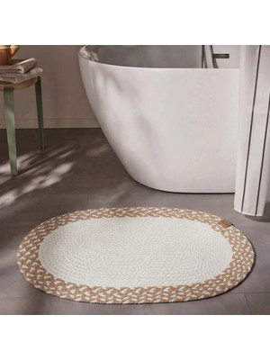 Cool Halı Glenn Oval Banyo Paspası Yıkanabilir Bohem El Dokuma Örgü Klozet Önü Kapı Önü Balkon Karavan Paspası