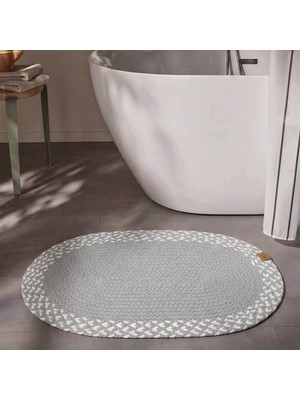 Cool Halı Glenn Oval Banyo Paspası Çift Taraflı El Dokuması Örgü Kapı Önü Karavan Çamaşır Odası Balkon Paspası