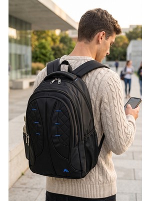 Byhakan By Hakan PL-507 Unisex Sırt Çantası 20 Litre Kapasiteli Siyah - Mavi Su Geçirmez Özellikli