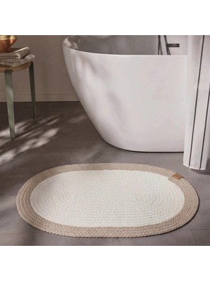 Cool Halı Glenn Oval Banyo Paspası Yıkanabilir Çift Taraflı El Dokuması Bohem Lavabo Önü Tuvalet Önü Paspası
