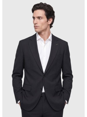 Ramsey Siyah Mikro Modern Fit Yün Karışımlı Takım Elbise
