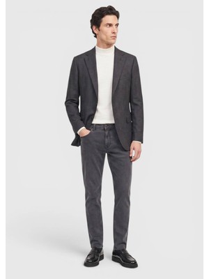 Ramsey Siyah Desenli Regular Fit %100 Yün Ceket