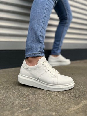 JET-151 Boost Bağcıklı Cilt Erkek Günlük Sneaker Ayakkabı Cbt - Beyaz