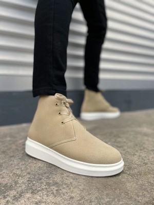 Ebrus Trend JET-207 Oslo Bağcıklı Ortopedik Taban Süet Erkek Spor Bot SBT - Krem