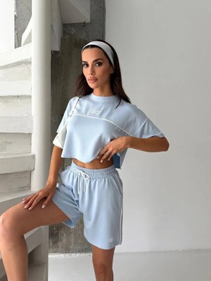Ola Oversize Tişört ve Şort Takım | Günlük Spor Ikili Yazlık Takım