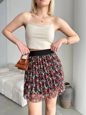 Luord - Store Baskılı Astarlı Mini Etek 23939