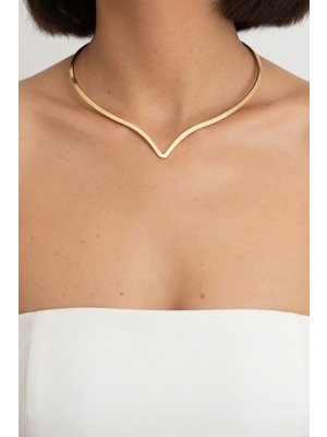 Bacc Gold Özel Kesimli Tasma Choker Kolye