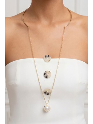Bacc Silver Çok Kullanımlı Incili Zincir Tasma Choker Kolye