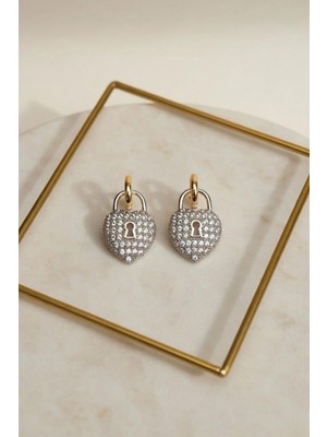 Bacc Silver Taşlı Kilit Minimal Küpe