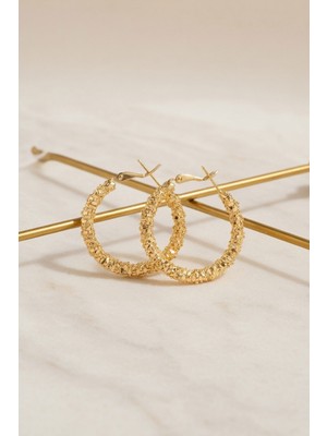 Bacc Gold Taşlı Halka Küpe