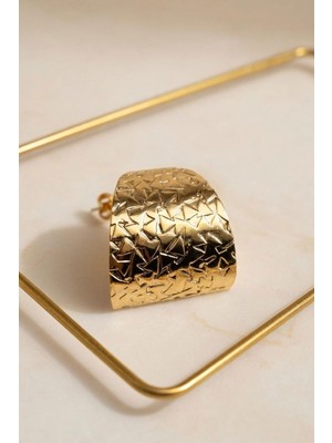 Bacc Gold Dokulu Geniş Küpe