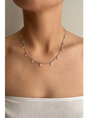 Bacc Silver Damla Taşlı Zincir Kolye