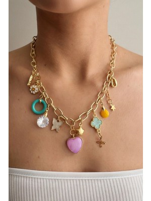 Bacc Gold Çeşitli Figürlü Zincir Charm Kolye