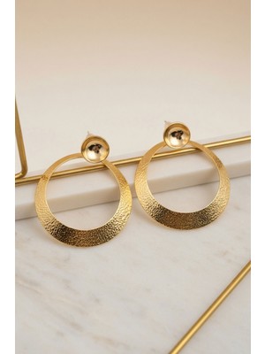 Bacc Gold Dövülmüş Dokuya Sahip Halka Küpe